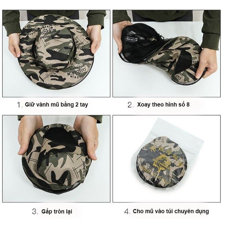 Mũ lưới gấp gọn,bắt Ong,câu Cá,cắt cỏ,đi dã ngoại - Ảnh 4